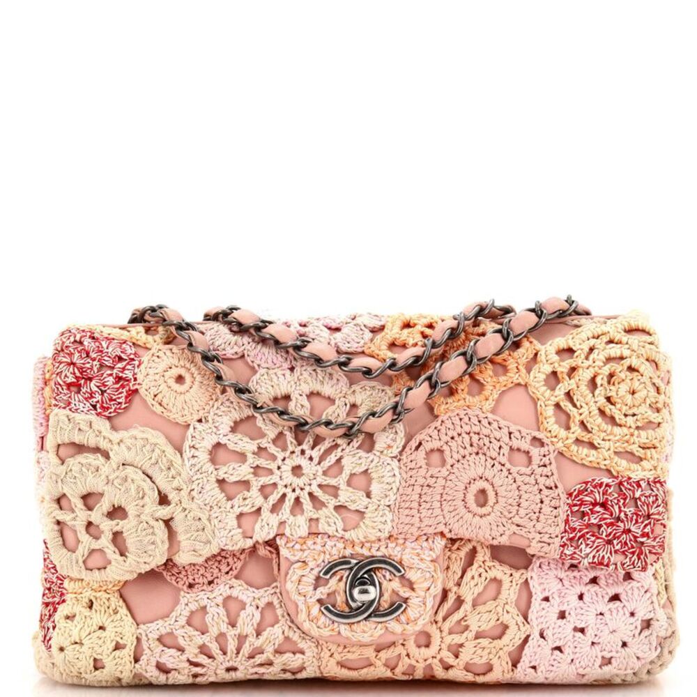 Chanel Paris-Seoul Flap Bag Crochet and Lambskin Medium Pink, Multicolor